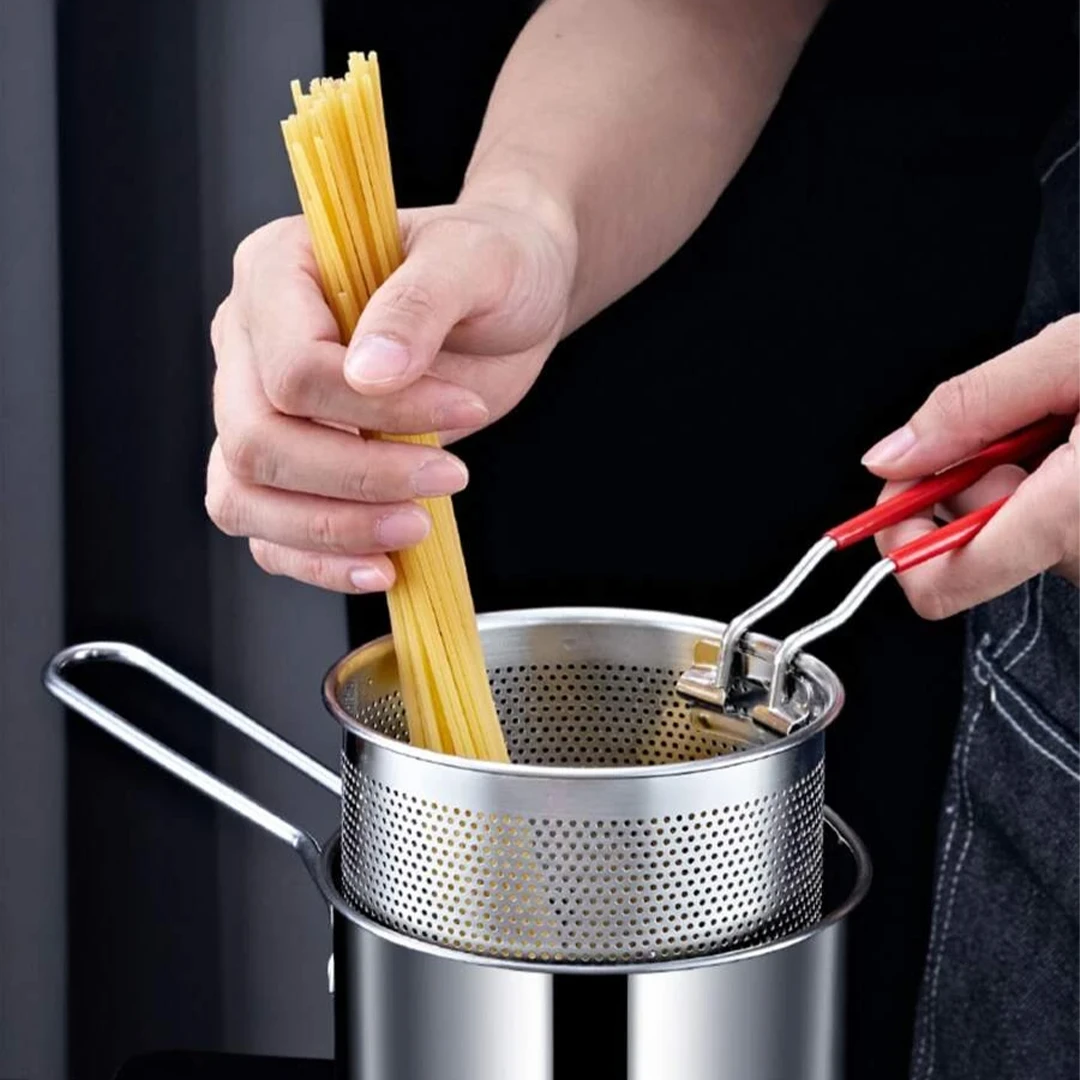 وعاء القلي المضاد للصدأ مع مصفاة وغطأ - الصورة 4