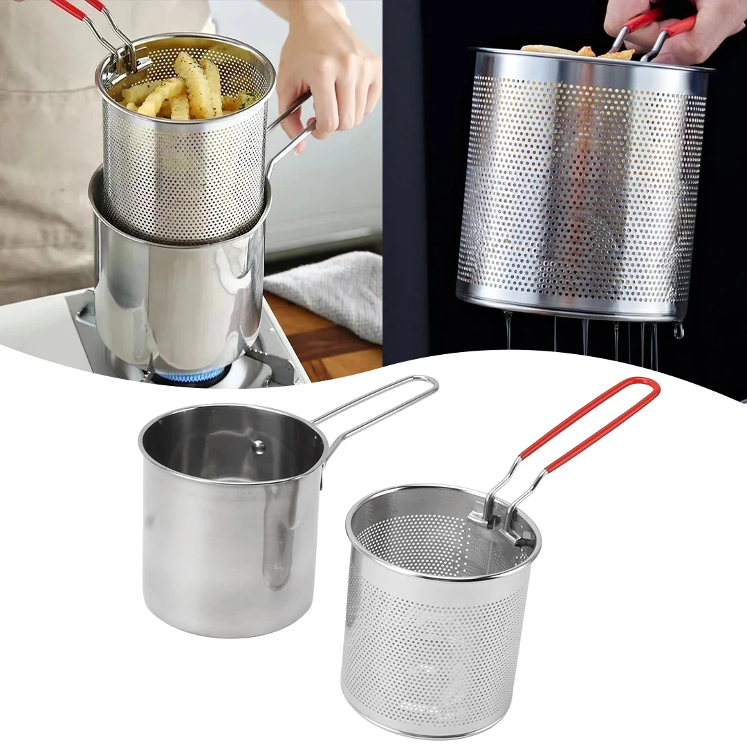 وعاء القلي المضاد للصدأ مع مصفاة وغطأ